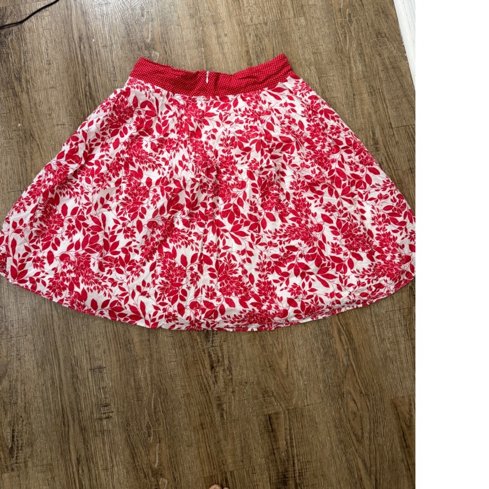 Ixia Red White Floral Polka Dot A-Line Skirt L Large Made in USA Boho Lined - Picture 4 of 7